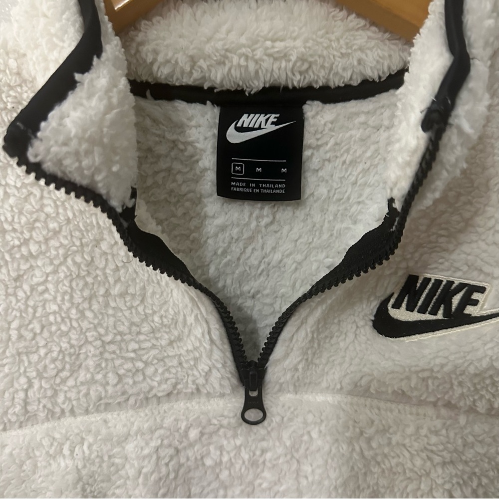 Nike Fleece Quarter Zip Cropped Pullover White Athleisure Women M - Picture 6 of 8